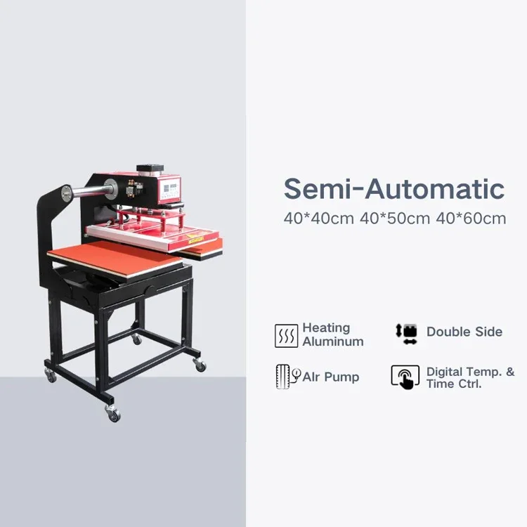 Wysokiej jakości podwójna prasa termosublimacyjna 50*60 cm do drukowania z wymienną płytą