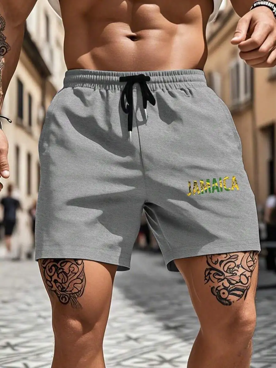 

Retro Jamaica Printed Mens Shorts Summer Casual Loose Lightweight Sport Shorts