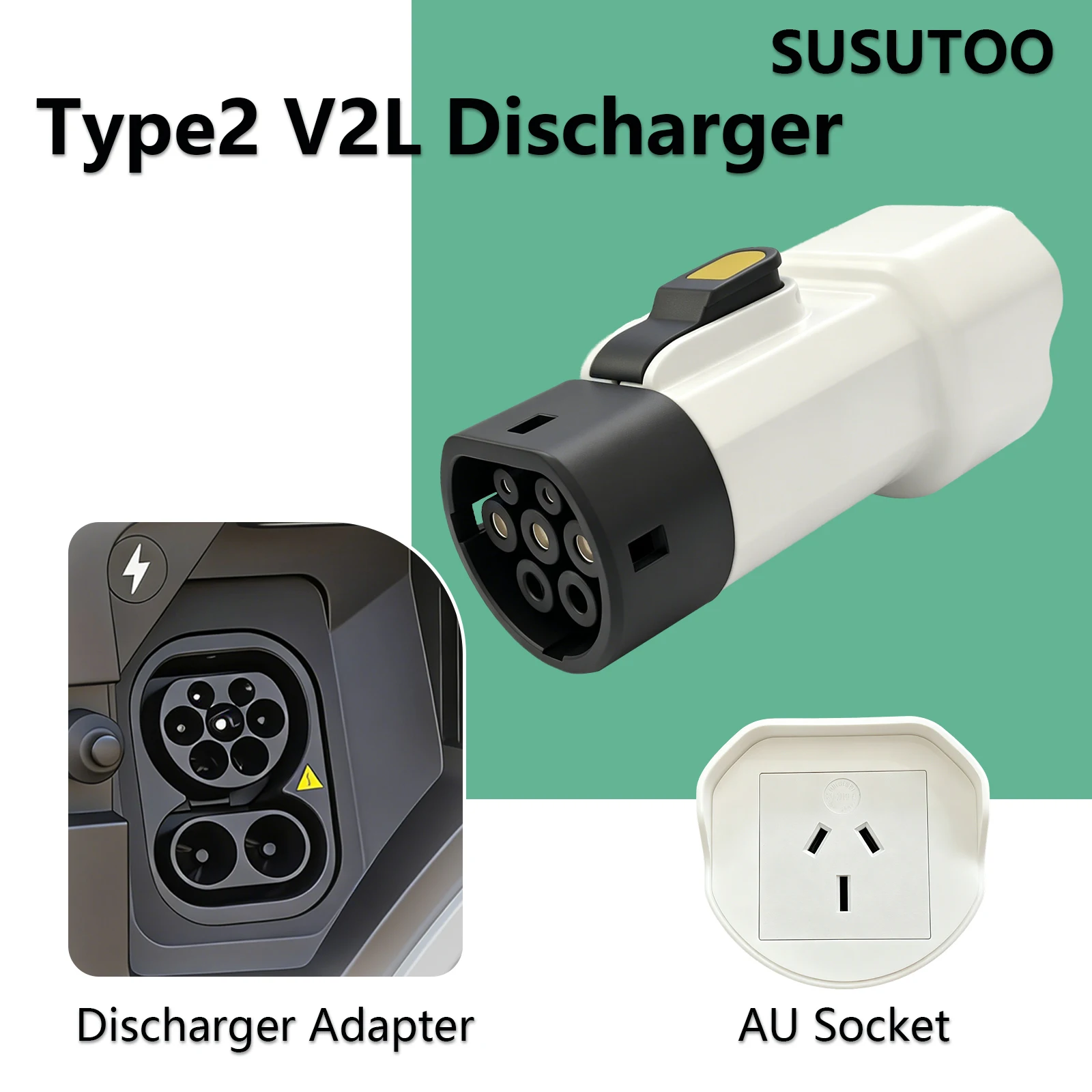 

TYPE2 V2L Discharge Adapter 16A EV Power Vehicle to Load Connector For BYD ZEEKR XPENG Deepal MG Geely Chery Mazda Aussie socket