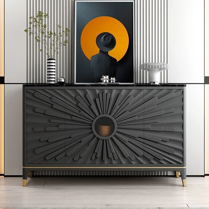 

Italian light luxury door cabinet modern entry rock slab dining side cabinet living room decorative locker shoe cabinet
