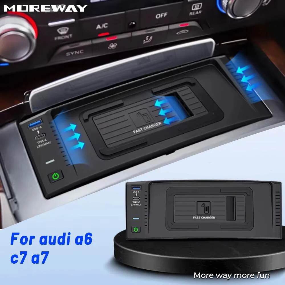 

Беспроводная зарядка Moreway для Audi A6 C7, A7, S6, RS6, S7, RS7 2011-2018, держатель для телефона, USB-C, быстрая зарядка, аксессуар для салона автомобиля.