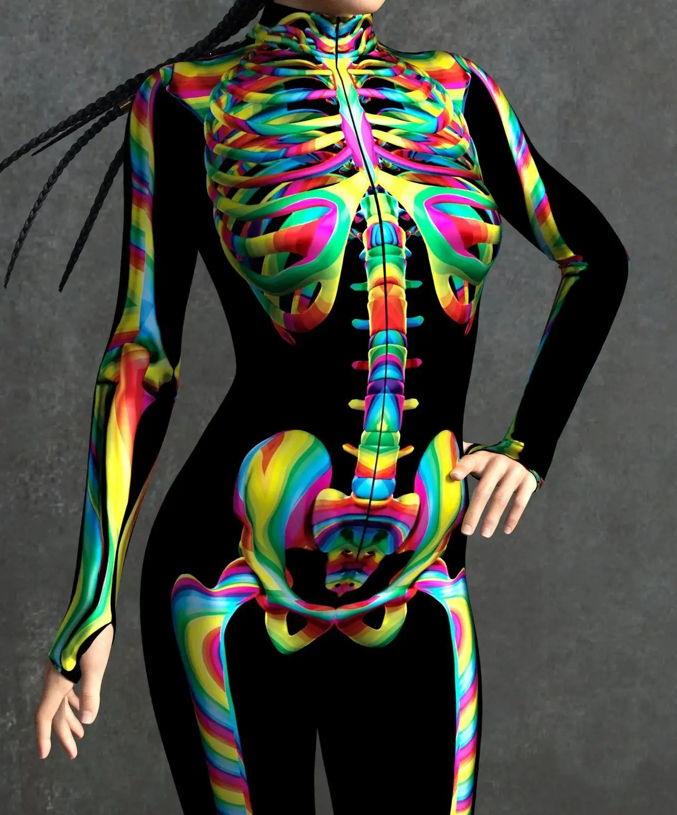 Karneval Totenkopf Party Bodysuit Damen Sexy Horror-Print Jumpsuit Feiertagsparty Maskerade Catsuit Kostüm Einzigartiges Aerial Yoga Set – Detail 19