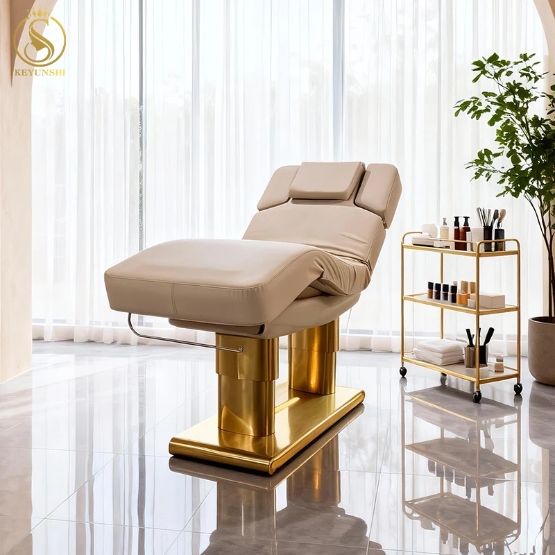 Heated Beauty Bed Integral Bed Surface Heating, Intelligent Temp Control, One-Key Fast Heat Luxury Golden Base Massage Table