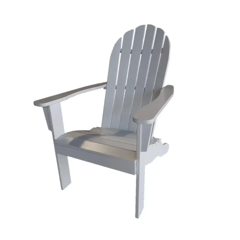 Outdoor Acacia Wood Adirondack Chair High Armrest Curved Back White Finishstaticmethod Wood Slat Design FSC Certified Patio