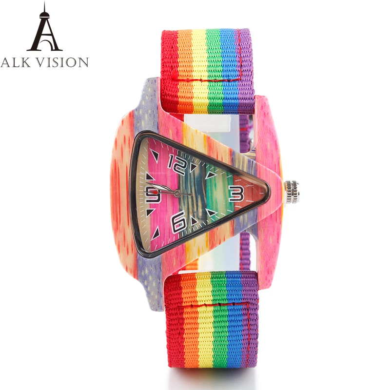 

ALK pride rainbow деревянные часы мужские и женские бамбуковые деревянные часы 2018 женские наручные часы женские кварцевые часы