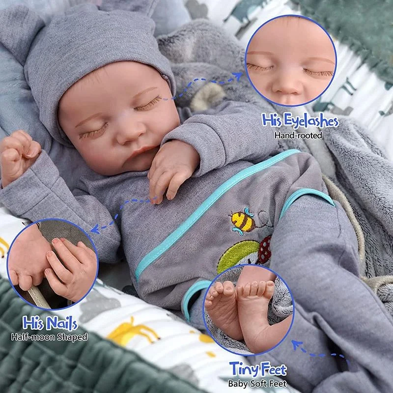 17Inch Baby Soft Skin Realistic Newborn Baby Dolls Full Body Vinyl Anatomically Correct Real Life Baby Dolls