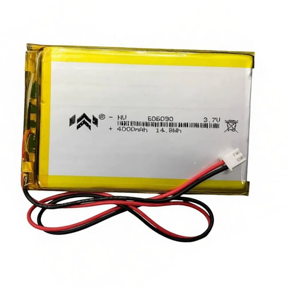 4000mAh 3.7V 606090 With 2.54mm 2P Plug Polymer Lithium Rechargeable Battery For Power Bank Smart Watch Beauty Instrument GPS