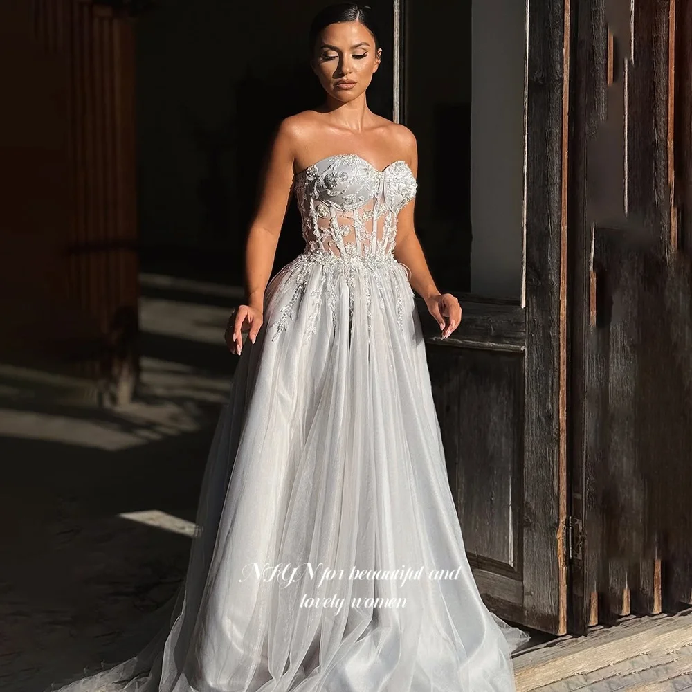 NFYN Sweetheart Princess Dress A Line Prom Dress with Applique Sleevesless Party Dress مناسبة رسمية Customized