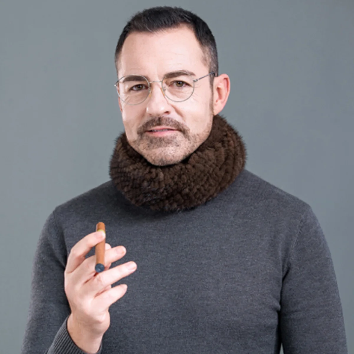 

Real Mink Fur Scarf Men Russia Winter Accessories Warm Version Genuine Mink Fur Scarf Russian FEIMANYUAN