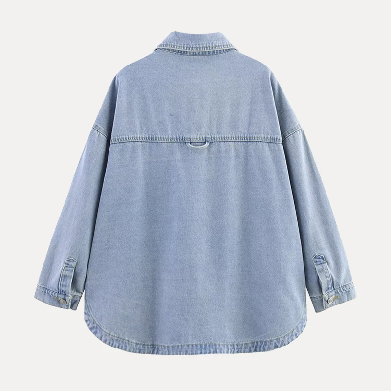 

Waed Denim Jaet Women's Loose Long Sve Turn-down Collar Summer New Sle 2025 Casual Faion Outerwear Z