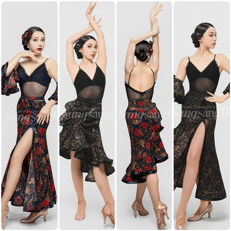 

Модная одежда для современного танца в стиле вальс для женщин, костюм для соревнований по бальным танцам, костюм для взрослых, тренировочные костюмы для латиноамериканских танцев SL15559