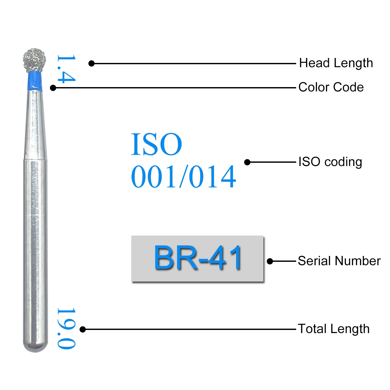 10 Teile/los Dental Diamant Bohrer Bohrer 39 Größen 1,6mm für High Speed Handstück Stomatologie Abteilung Zahnmedizin Schleifen Werkzeuge – Detail 7
