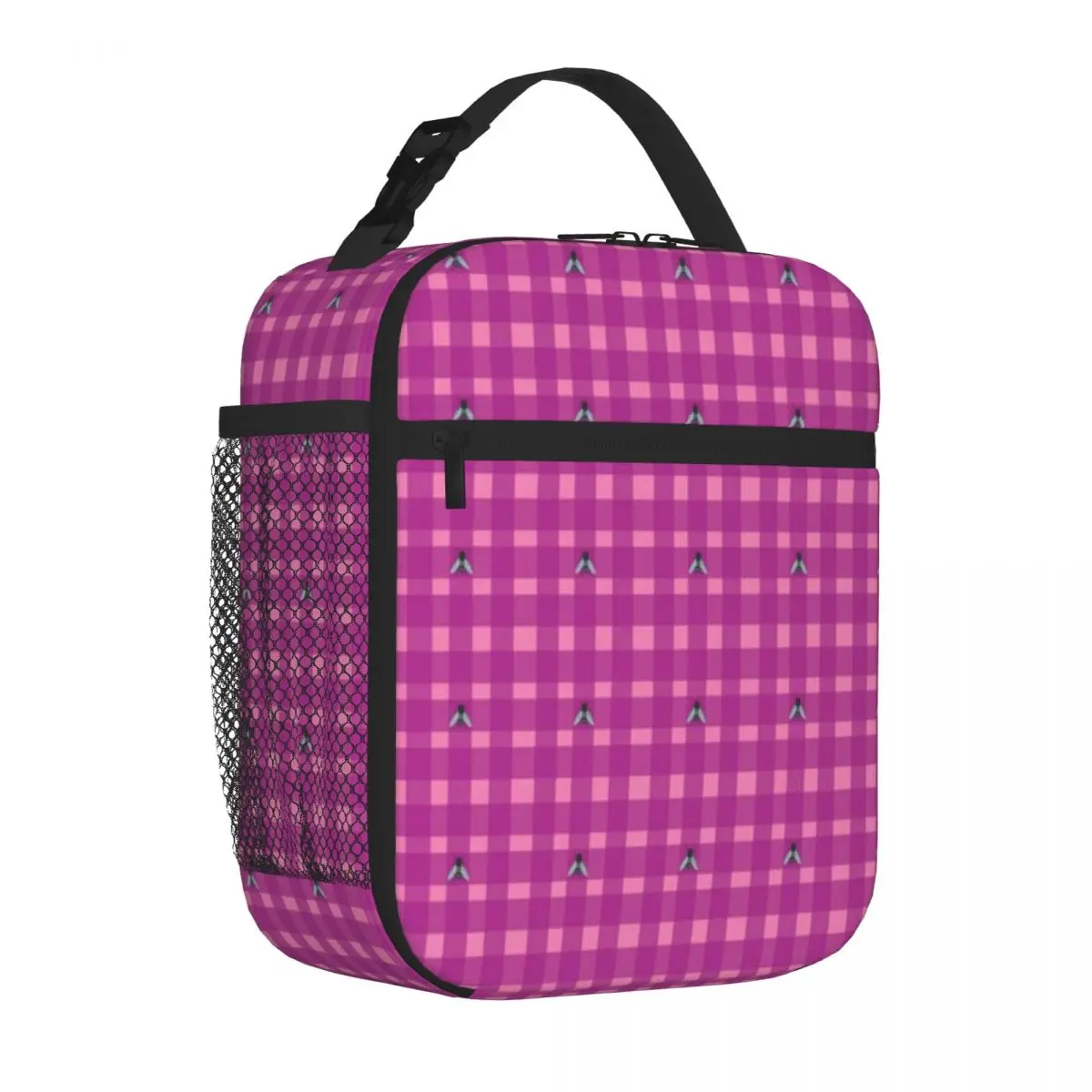 Bestselling Pink Plaid With Bees Retro Lunch Handbag Student Bento Lunch Handbag