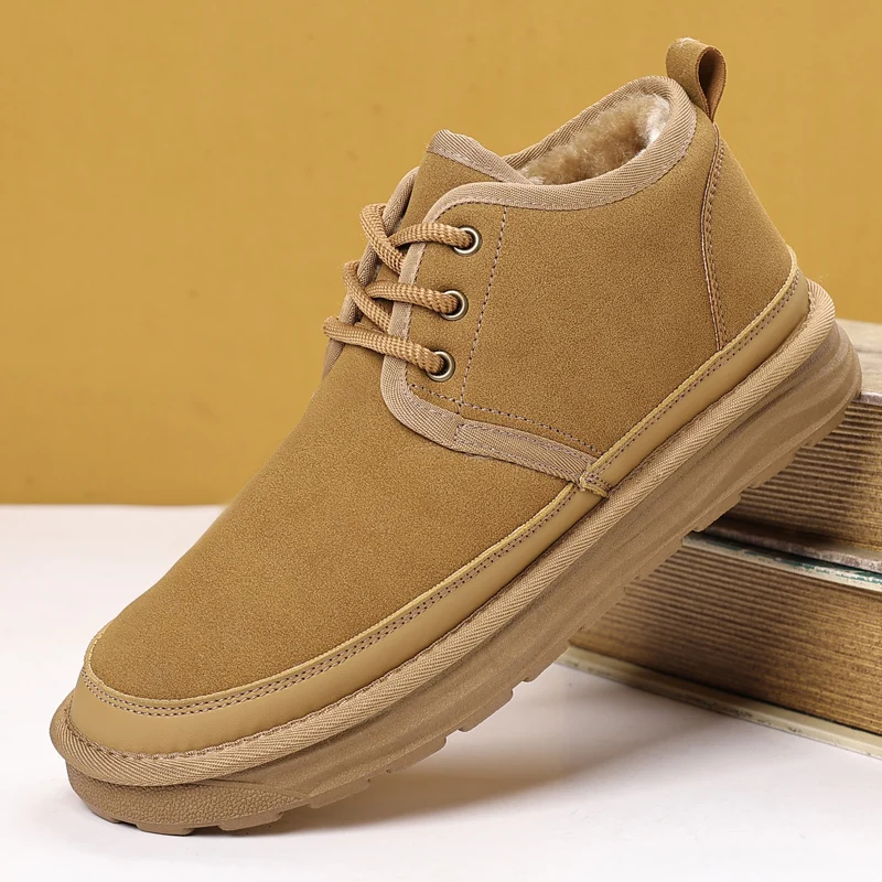 

Men's Snow Boots, Thickened, Fashionable, Casual Loafers, Work Shoes, Autumn and Winter Leather and Fur Integrated, Fleece-Lined