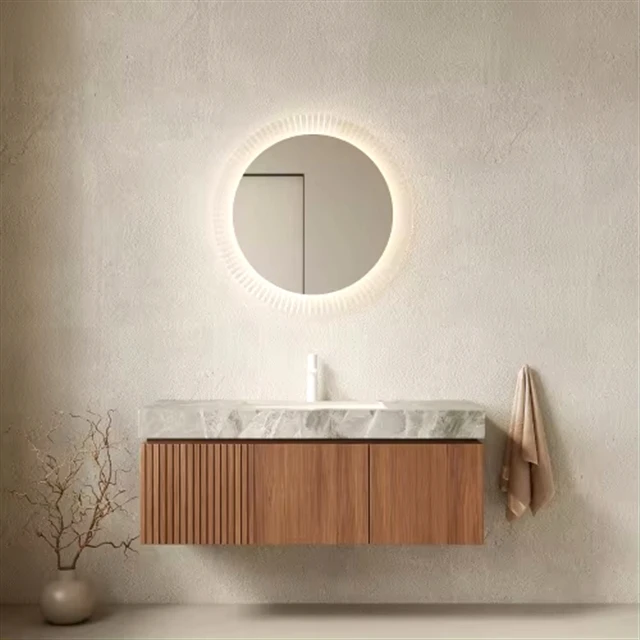 

Bathroom Vanity Sink, Floating Plywood Storage Cabinet with Drawer Doors, Brown Oak Woodgrain Color