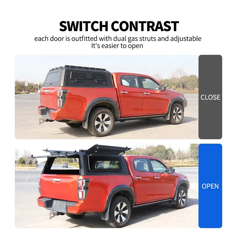 Auto Parts Heavy Duty Waterproof Hardtop Pickup Canopy with Sliding Windows for Amarok Ranger Raptor Navara Hilux