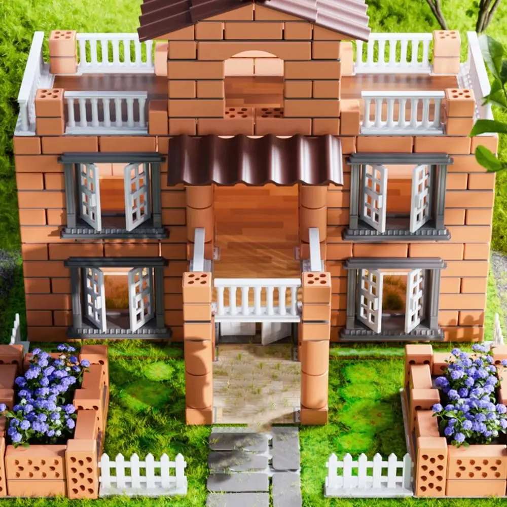 متعدد الألوان DIY بناء البيت كتلة مجموعة البلاستيك مصغرة الحجم تجميع لعبة بلاط المنازل كوخ نمط تجميع الطوب الصغير