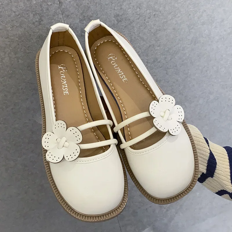 French Retro Women Shoe Spring Autumn New Womens Leather Shoe Soft Sole Versatile Single Shoe Classic Anti Slip Women Flat Shoes