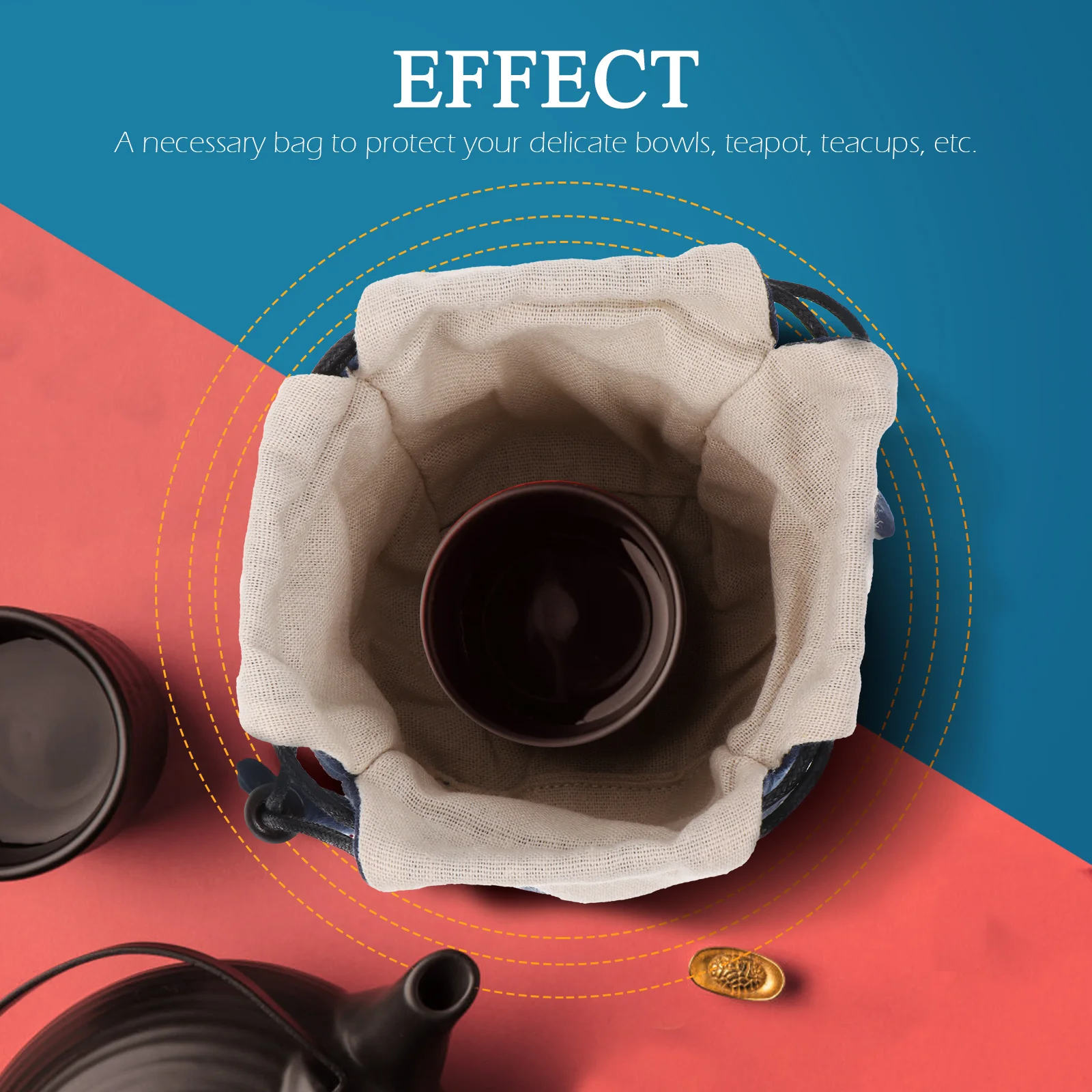 

Cotton Teaware Storage Bag Quilted Thick Portable Travel Pouch Teapot Cup Holder Teapot Bag Teaware Pouch