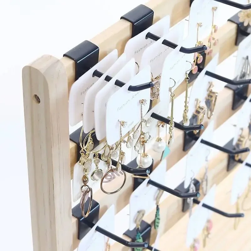 Solid Wood Jewelry Display Rack with Hooks Hanging Rack Hook Earrings Display Rack Bracelet T Storage Rack Home Storage Holders