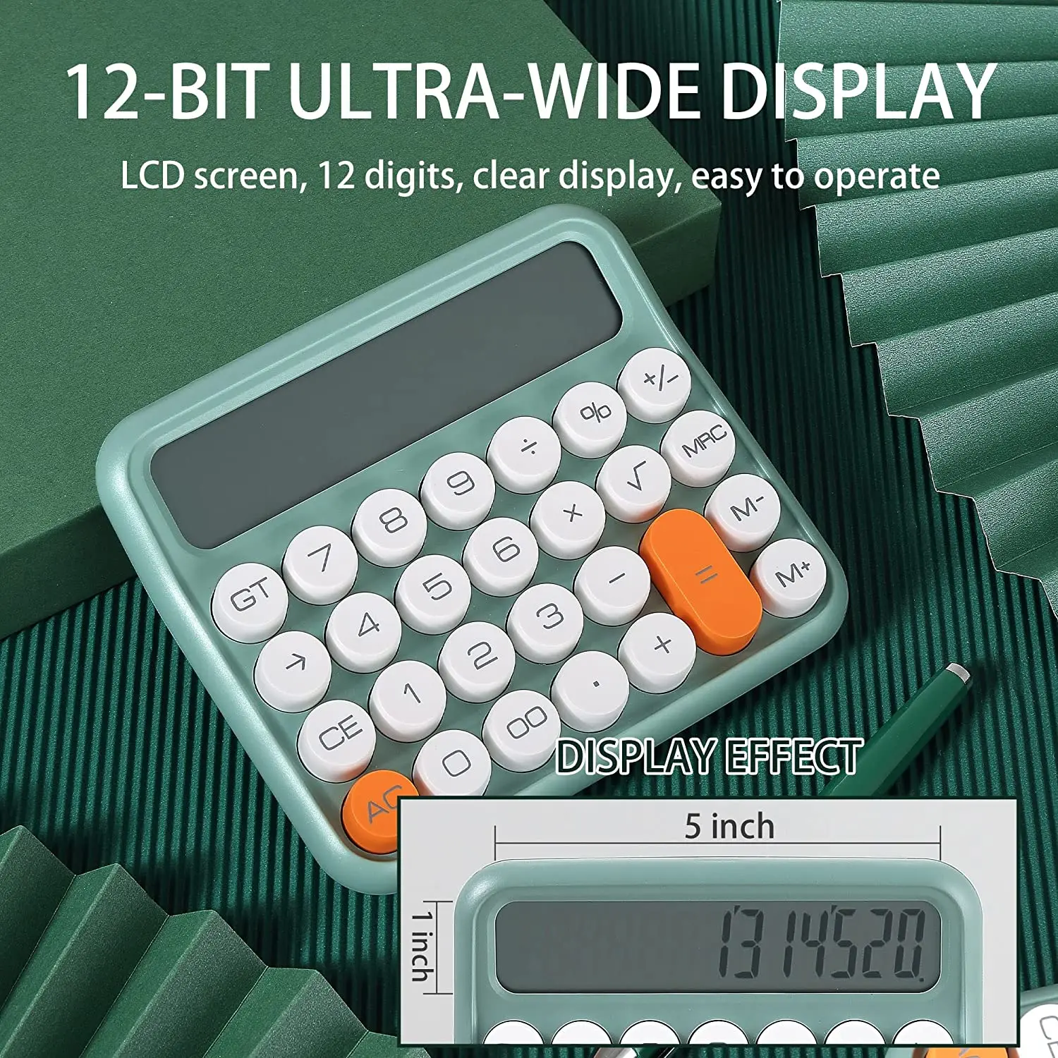 12 Digit Calculator Desktop Large LCD Display Calculator Sensitive Button Financial Calculator with Automatic Sleep