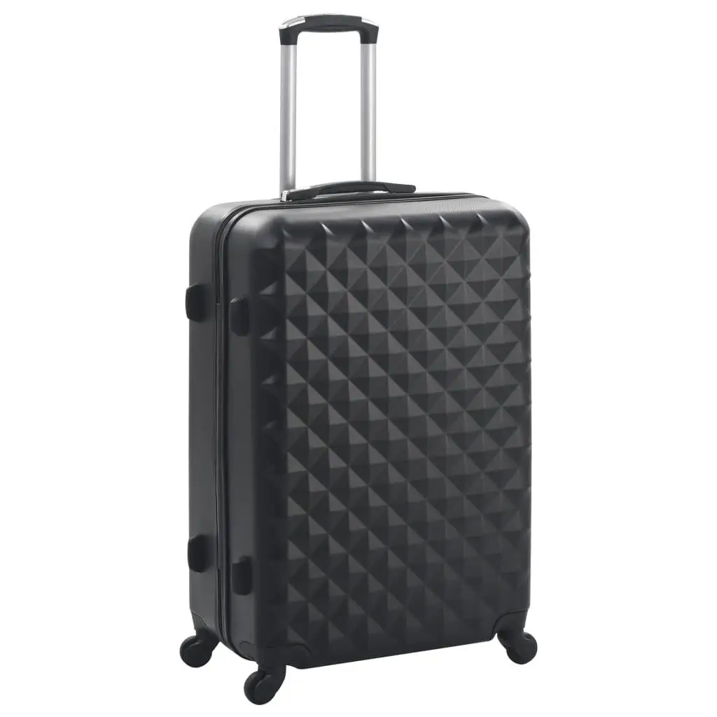 3-Piece Black ABS Hardcase Trolley Set - Durable Luggage for Travel