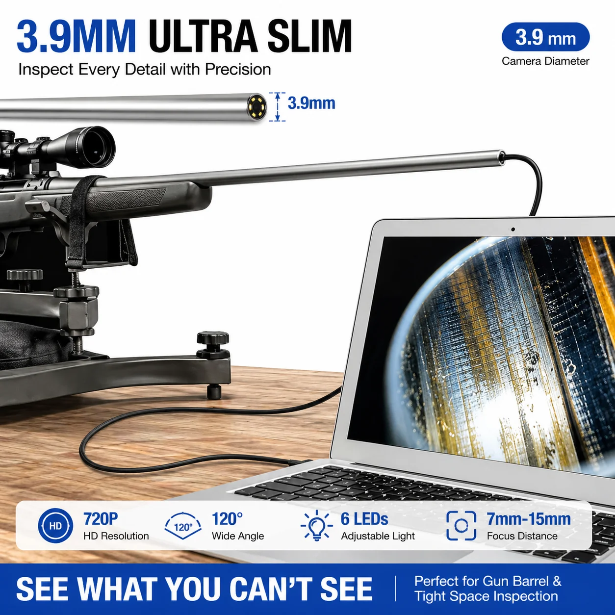 3.9mm 5.0mm Borescope Camera Rigid Endoscope Gun Barrel Inspection Camera USB Type-C Industrial Inspection Tool