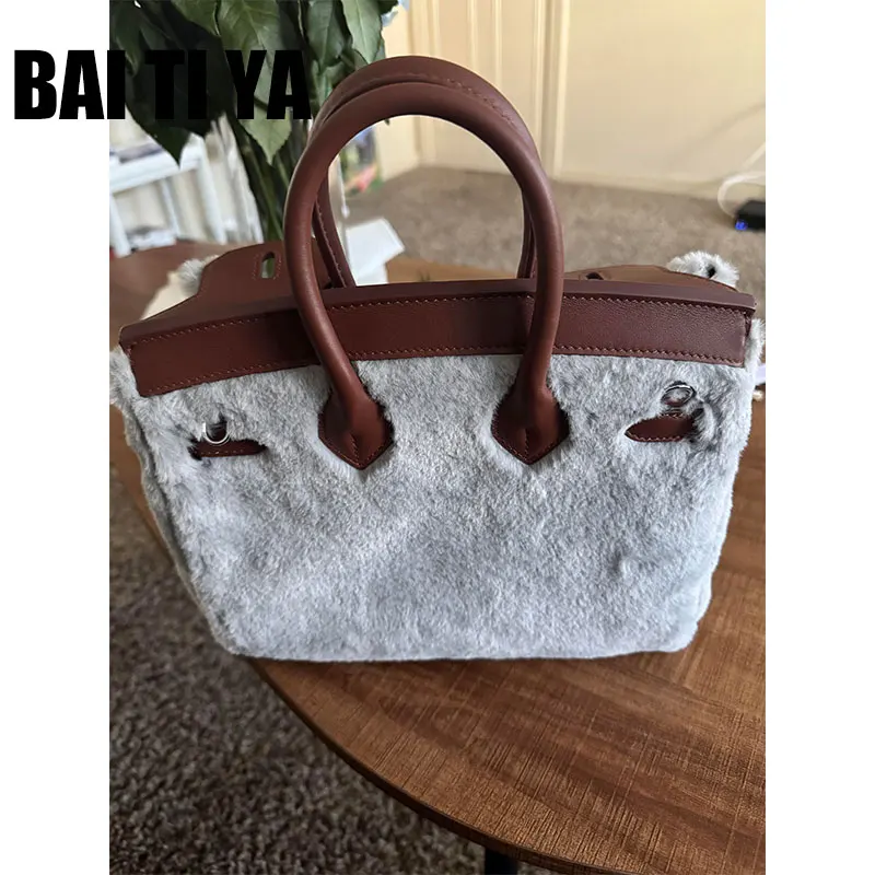 حقيبة كتف نسائية لطيفة من القطيفة، حقيبة يد كرتونية أنيقة، حقيبة كيلي مع حزام كتف قابل للفصل، متوسطة الصلابة