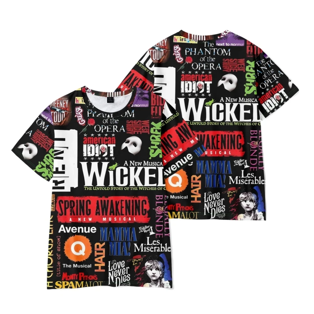 WICKED The Musical 3D Print T Shirt Women/Men Summer O-neck Short Sleeve Funny T-shirt Elphaba Graphic Tees Oversized Streetwear