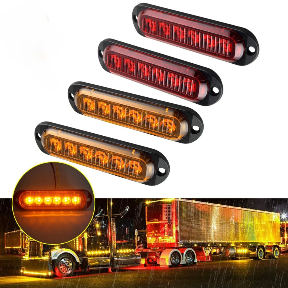 2pcs 12V 24V 6 LED Side Marker External Warning Light Clearance Lamp Turn Signal Light For Truck Trailer RV Lorry Caravan