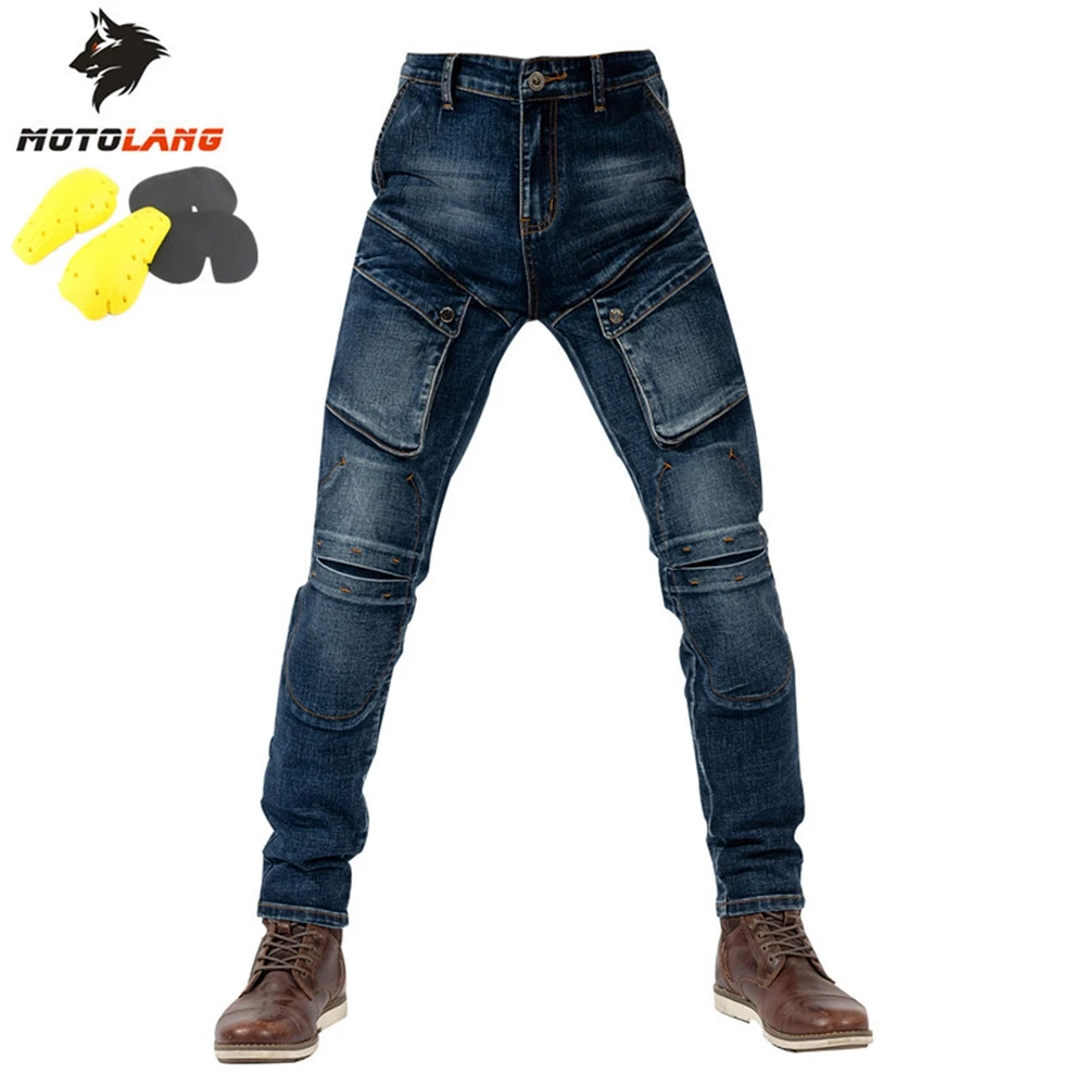

Motorcycle Riding Pants Motocross Men's Pants Big Pocket Fall-Resistant Breathable Leisure Jeans For Summer With Protective