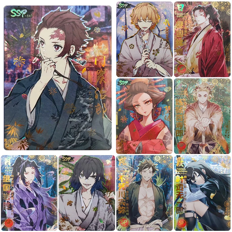 

Demon Slayer SSP SP series Anime characters Agatsuma Zenitsu Tsugikuni Yoriichi Collection flash card Cartoon toy hristmas gift