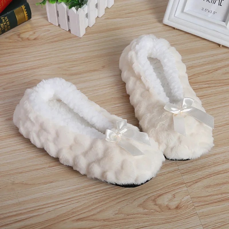 Fluffy Female Slipper Womens Home Winter Plush Thick Faux Fur Anti slip Grip Soft Cute Funny Indoor House Heart Love Floor Shoes