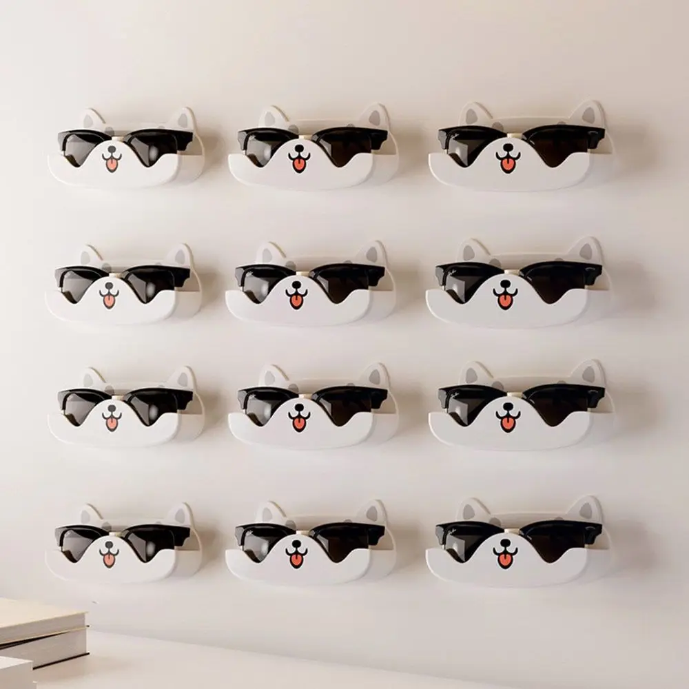 Cute Cartoon Cat Glasses Storage Rack Wall Mounted Sunglasses Display Holder Punch-free Glasses Organizer Wardrobe Decoration