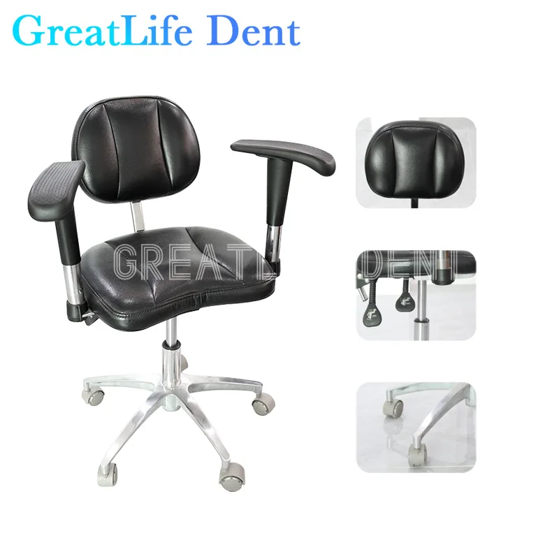 GreatLife Dent Dental Medical Ergonomic Saddle Stool Chair Tattoo Fiber Leather Foot Control Operating Armrest Dental Chair