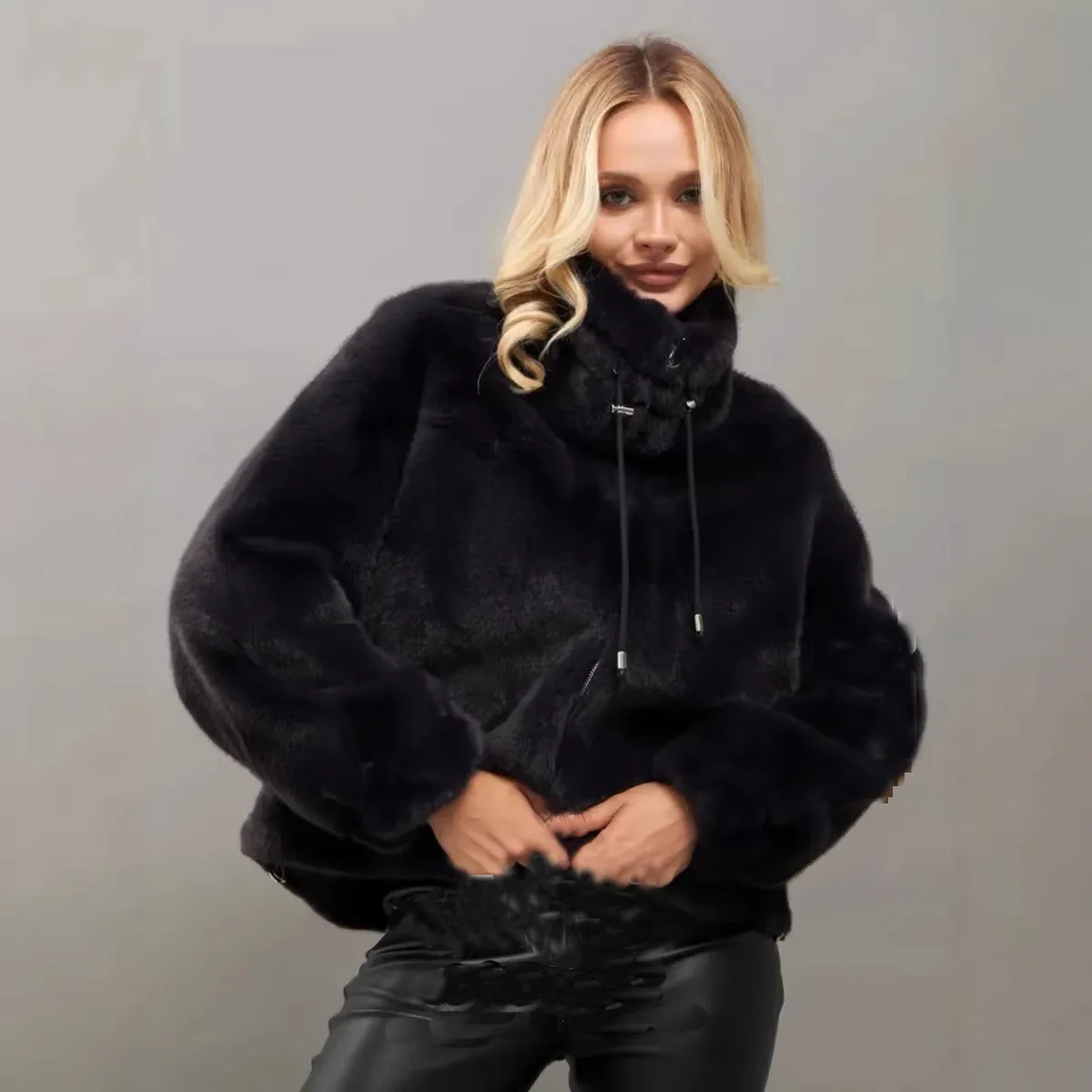 2026 Winter Thick Warm Fashion Faux Mink Fur Coat Women Luxury High Quality Elegant Chic Fluffy Mink Fur Jacket Cloths