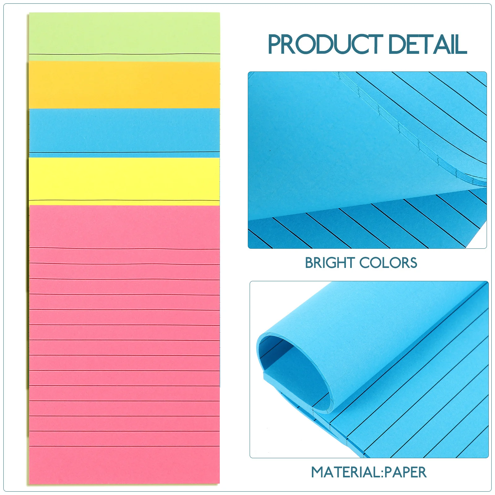 5 Books Note Stickers Lined Self-Adhesive Memo Pads Functional Office Use Sticking Portable Note Pads Lined Notepads Sticky