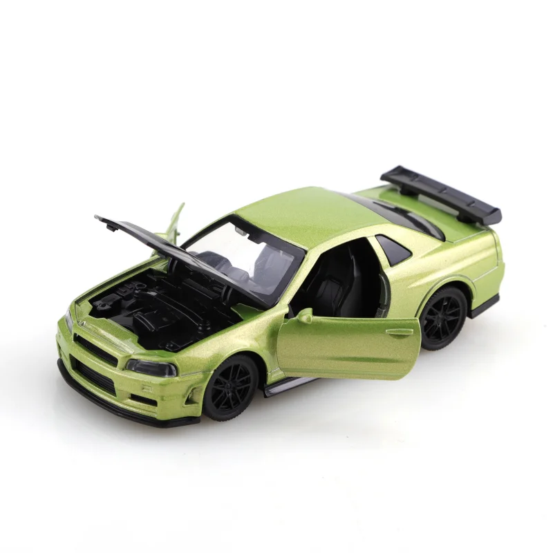 1/36 Scale, GTRR Style Die-Cast Racing Car Toy, Simulated Modified Sports Car, Hood and Doors Can Be Opened, Reaction Alloy Mode view 6