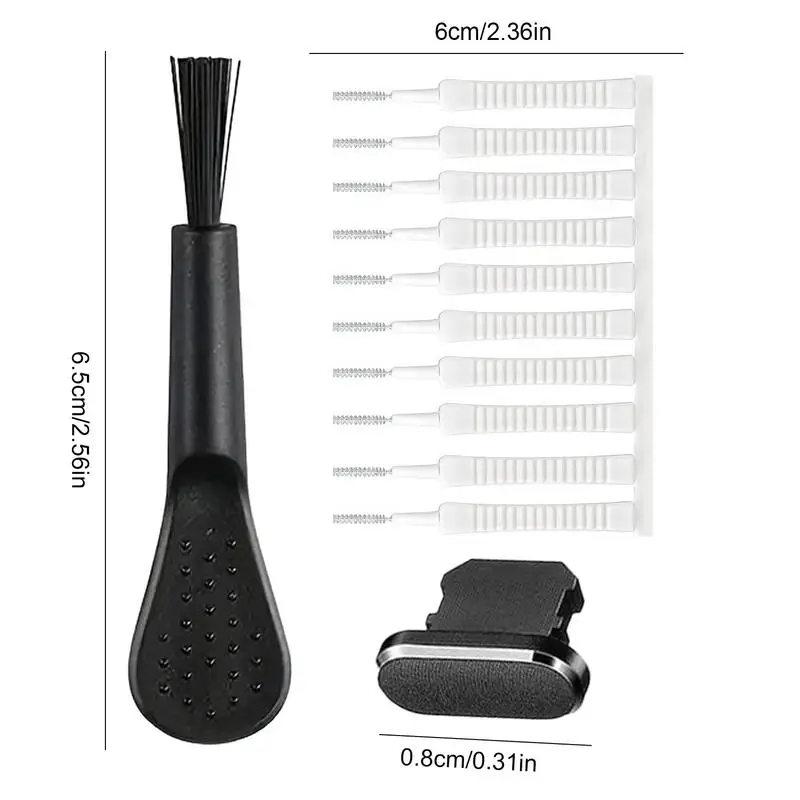 Kit de livres pour haut-parleur de téléphone, port de charge antidérapant, brosse pour petits livres, outils avec poignée, prise anti-poussière, 13 pièces