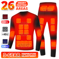 26 Areas Winter Motorcycle Heated Thermal Underwear Men's Women's Heated Jacket USB Smart Heating Pants Ski Warm Camping Hiking