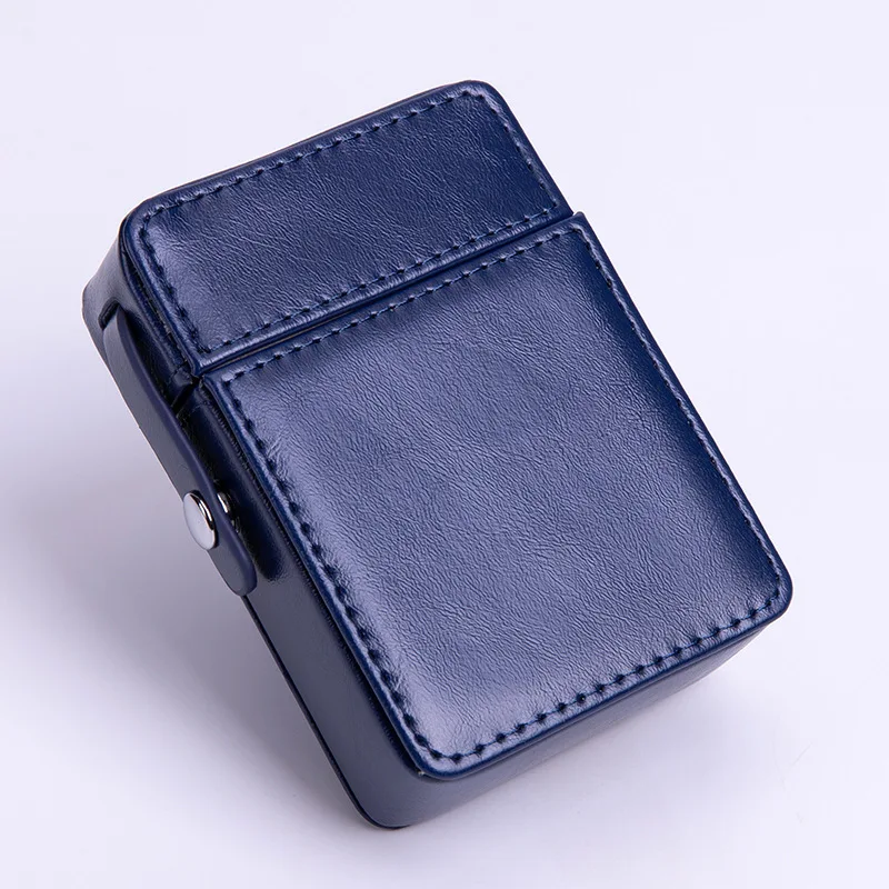 Portable Cigarette Case Lighter Case All-in-One Men\'s Leather Cigarette Case Smoking Accessories