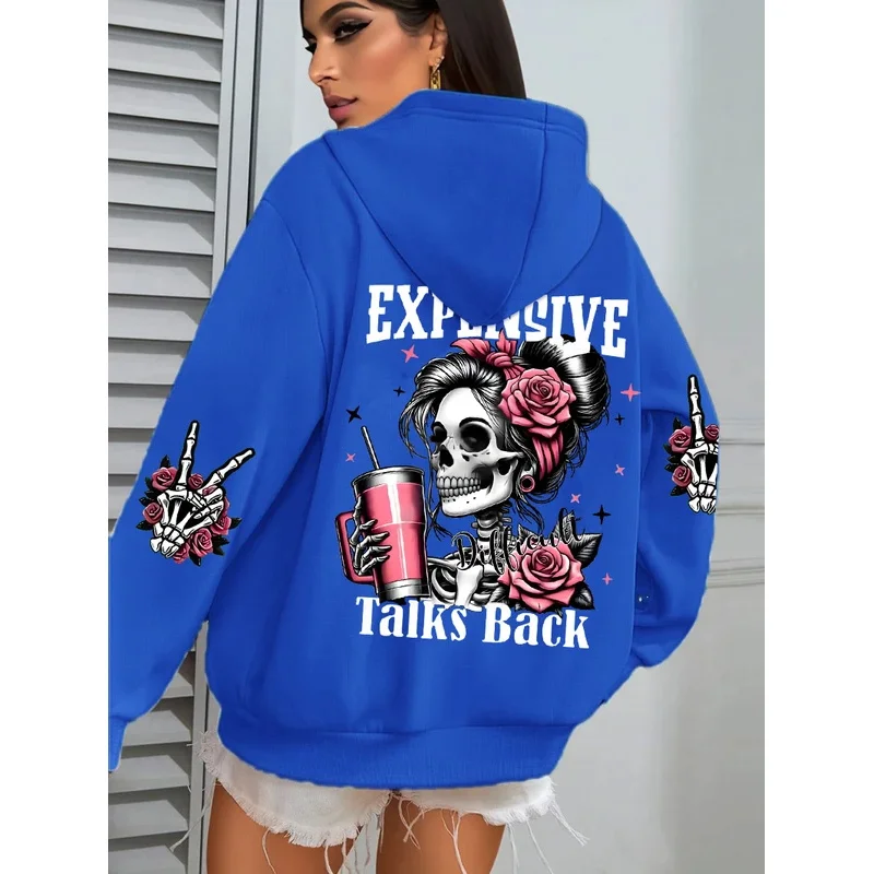 الحديث باهظة الثمن مرة أخرى مضحك الطباعة المرأة حجم كبير هوديي متعدد الألوان البلوفرات الصوف الخريف ملابس رياضية جيب عادية هودي