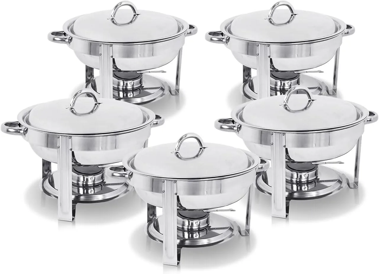 

Chafing Dish for Buffet Set Catering Food Warmer 5QT 5-Pack Round Chafing Dishes