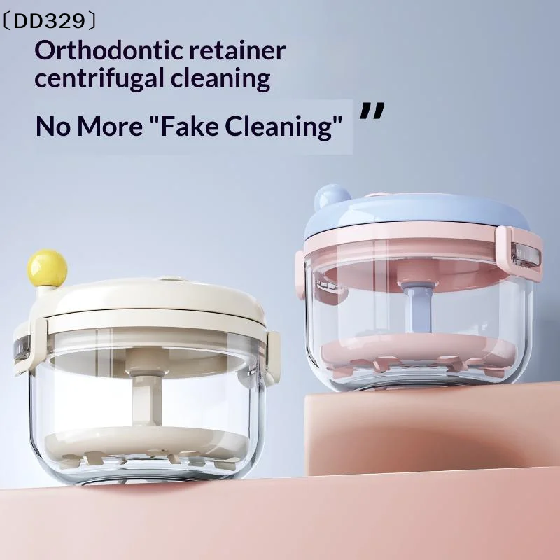 Portable Braces Cleaner Box Teeth Retainer Storage Box With Mirror Manual Rotary Dental Aligner Case For Travel Home Use〔DD329〕