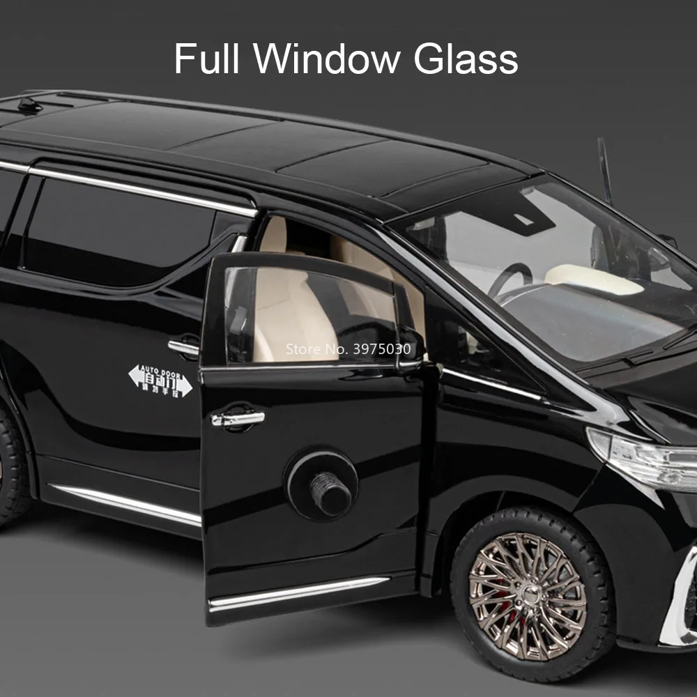 1:18レクサスLM300 MPV合金製おもちゃダイキャストモデル、プルバック、ライト、音楽、回転ホイール付きミニチュアカー、男の子向け知育玩具