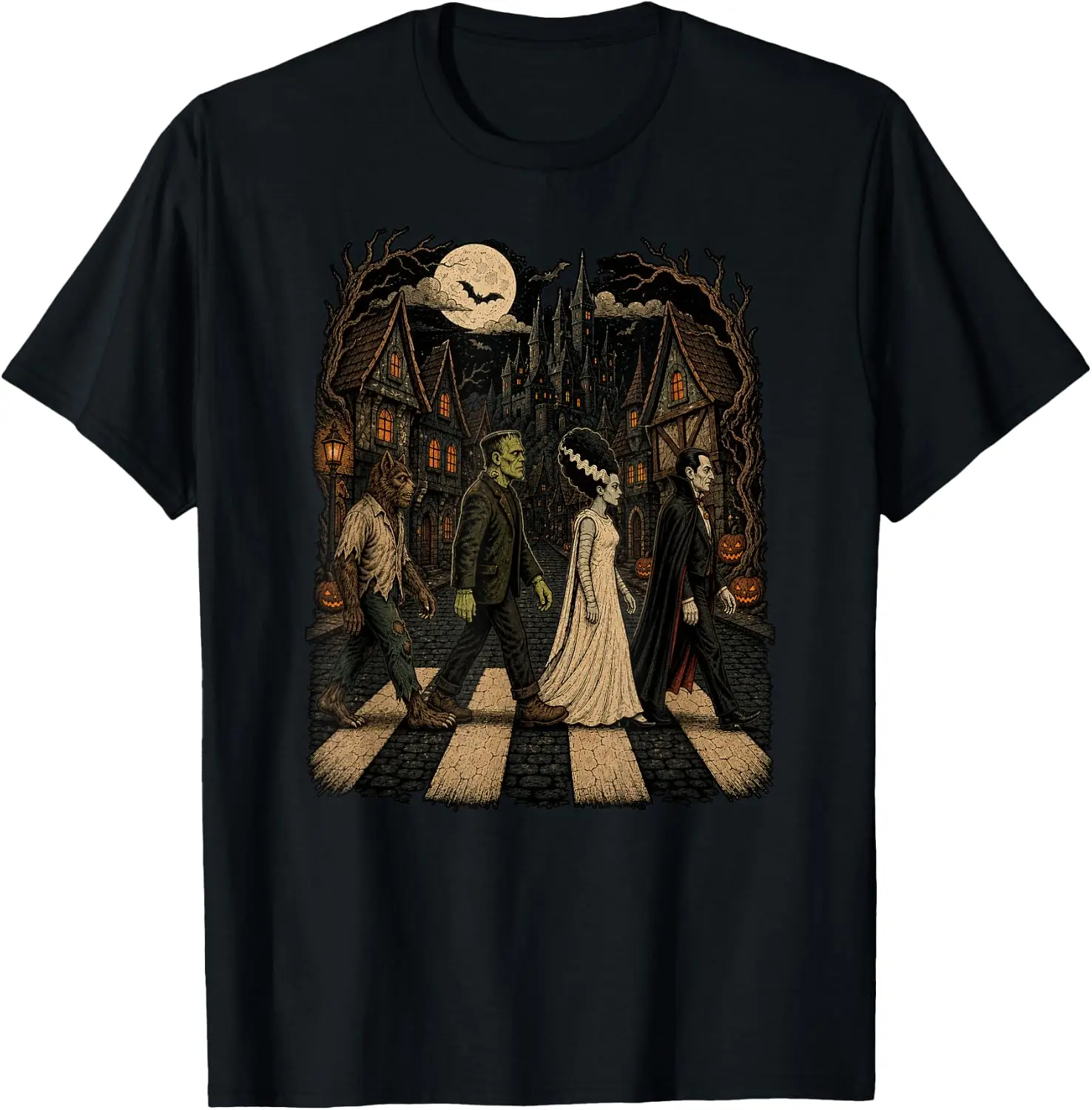 Halloween Group Costume Funny Monsters Crossing The Road T-Shirt