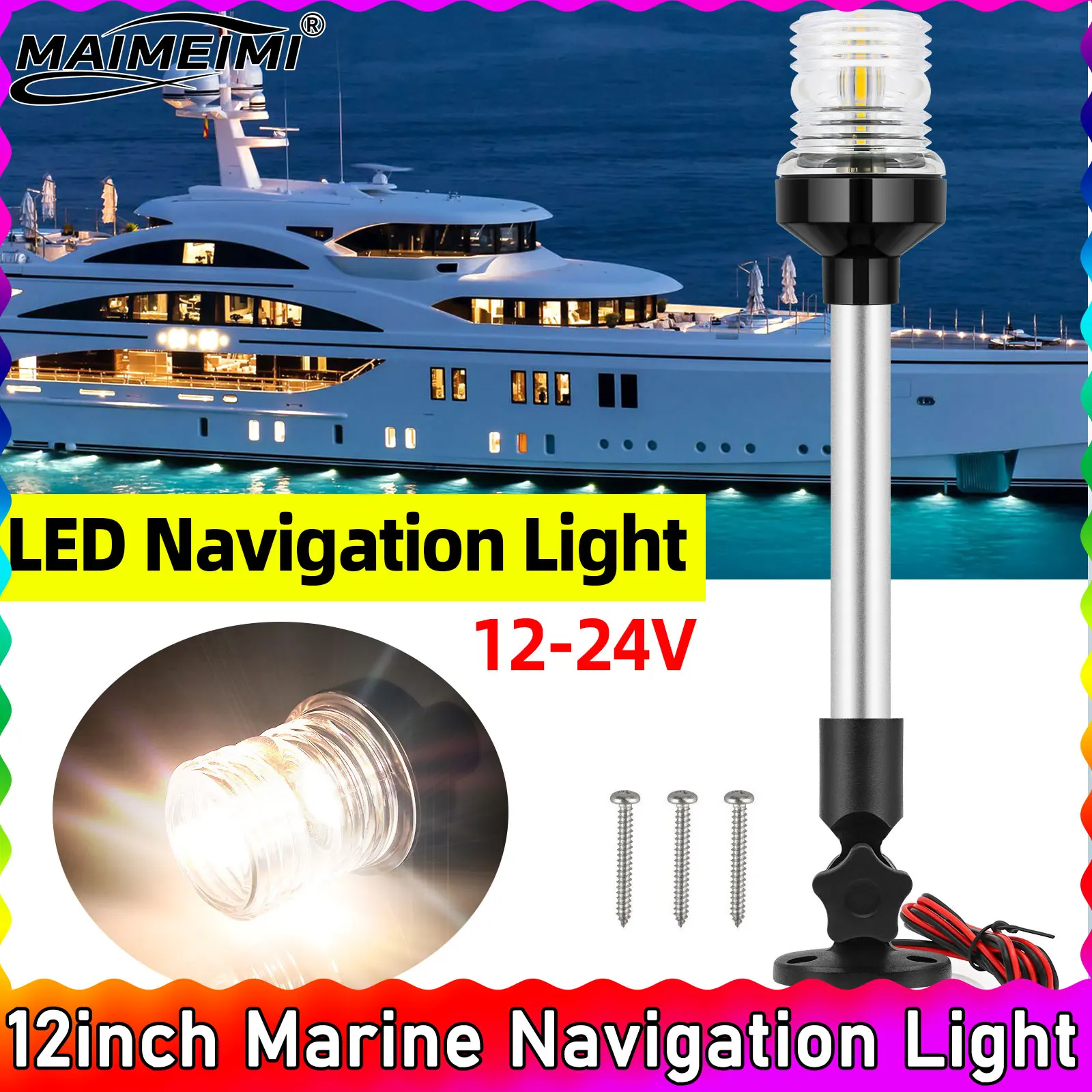 

Marine 12inch LED Navigation Light Boat Sailing Light Lamp Stern Anchor Light 360° Degree All Round Boat Light Waterproof