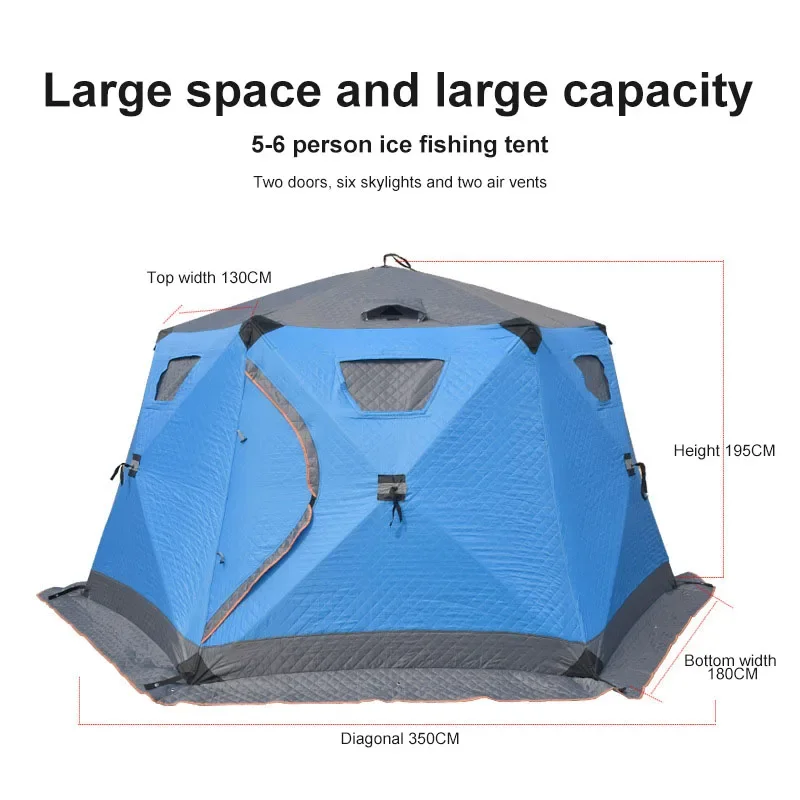 Pop Up Camping Outdoor Waterproof Fishing Shelter Wind-Resistant Winter Cotton Thickened Warm Ice Fishing Shelter Tent