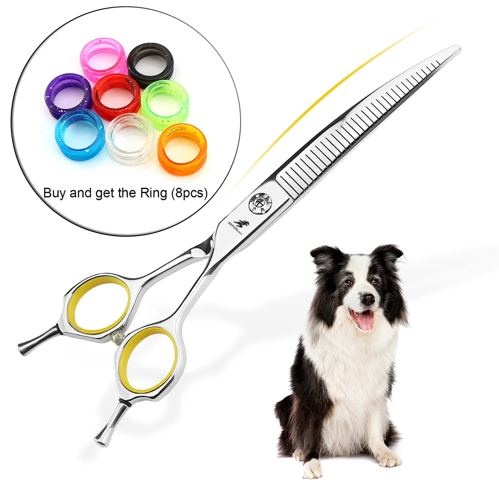 high-end-75inch-silver-jp440c-double-tail-down-curved-fluffy-scissors-pet-grooming-scissors-thinning-rate-30-40-sharp-beauty