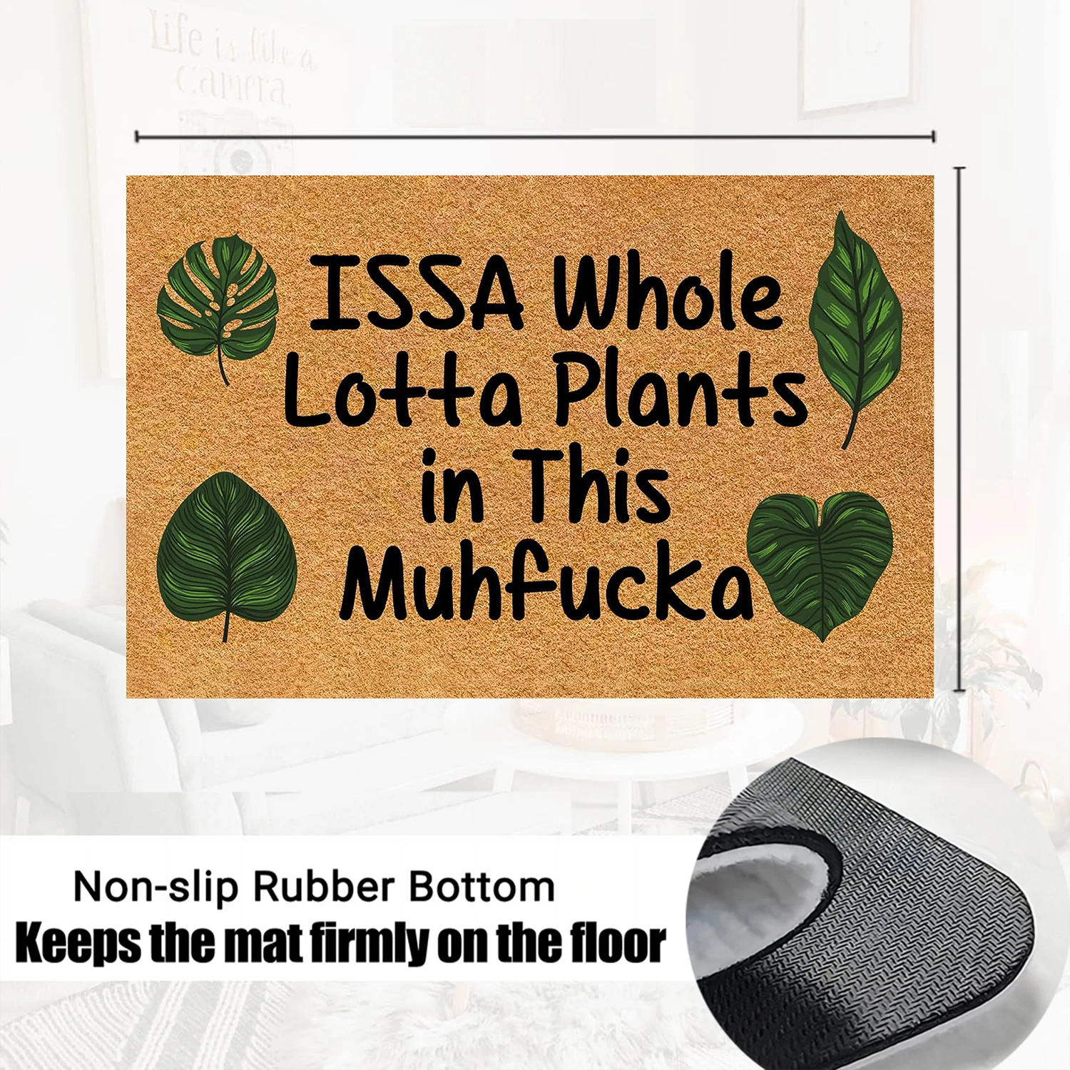ISSA Whole Lotta Plants in This Muhfucka Doormat Rubber Bathroom Kitchen Mat Garden Garage Door Floor Mat Non-Slip Carpet Rug